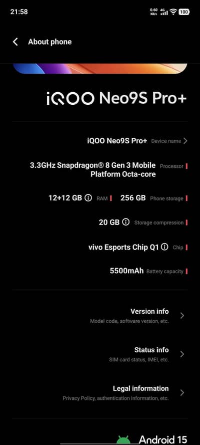 Vivo IQoo neo 9s pro plus