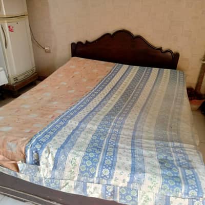 pure wood bed with mattress