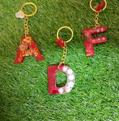 resin alphabet keychain