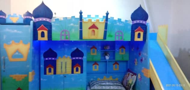 kid study bedroom with ward robes