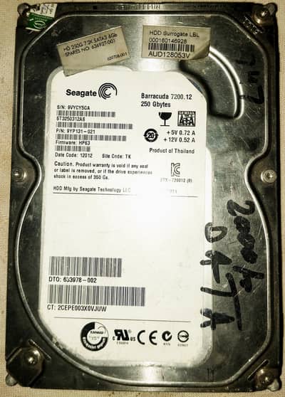Seagate 250GB HDD | Original Hard Drive| 100% Health |   Price