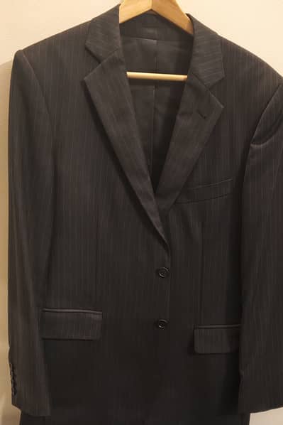 Lawrencepur Grey Suit Jacket Size 48R, Grey with Stripes, Wool