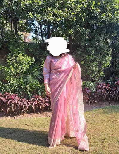 Pink Stitched Saree