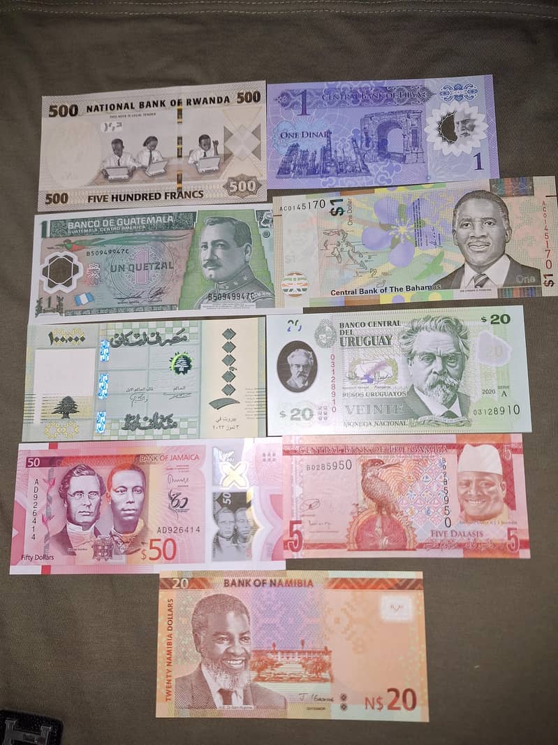 differrnt countries bank notea 1