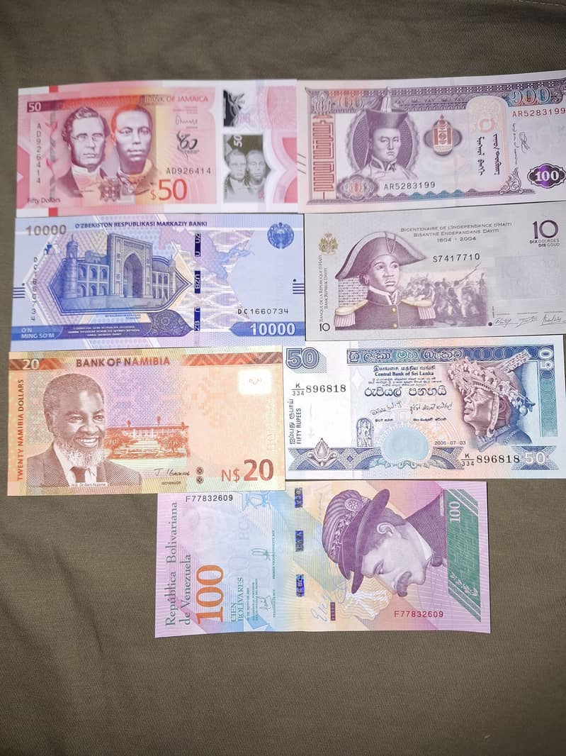 differrnt countries bank notea 3