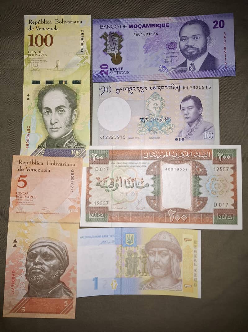 differrnt countries bank notea 5