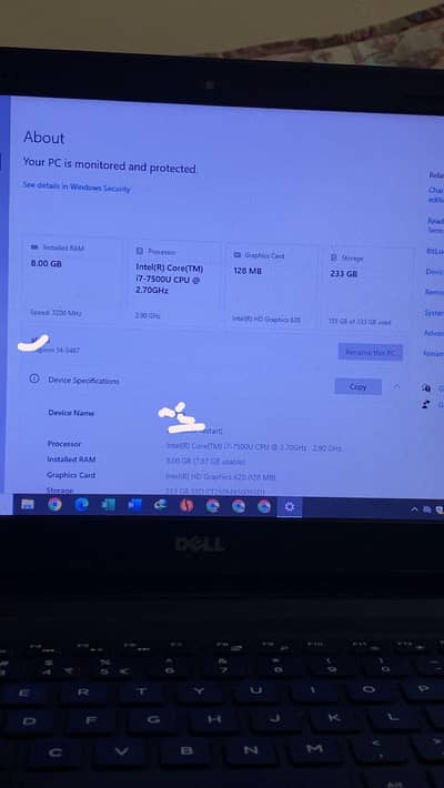 dell core i7 7th generation 8GB Ram 256 Storage