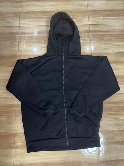 Men fleece plain zipper Hoddie