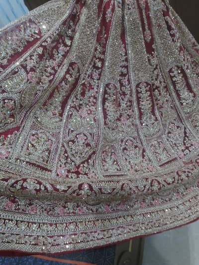 red stitched bridal lehenga