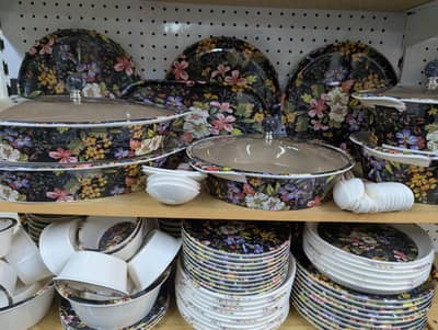 78 person glass lid  malamine dinner set