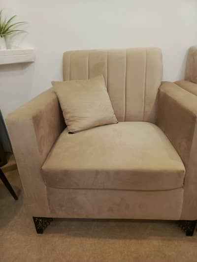 sofa set 9 seater beige color with cushions (for sale)