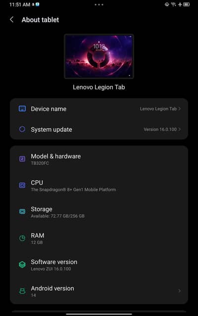 Lenovo legion 12/256 SD 8+Gen1