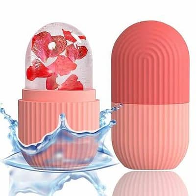 Capsule Ice Roller with Rose Petals – Cooling Face Massager