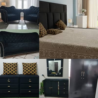 Full furniture, Black Velvet | Only 6 months used
