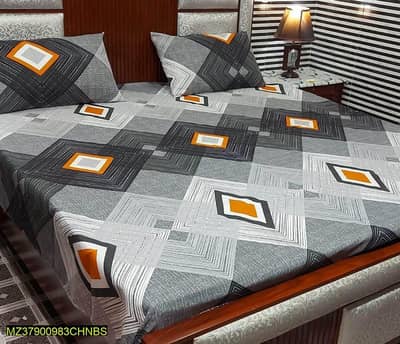 3pcs Cotton printed double bed sheet