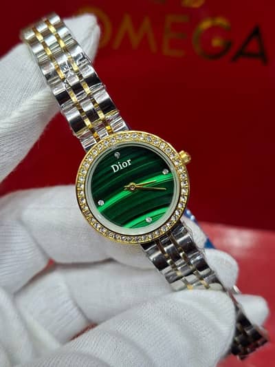 Dior women watch steel chain stone case