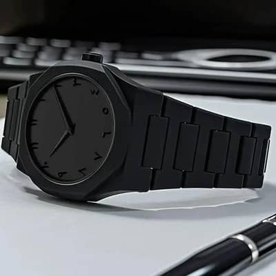 Men's Carbon Fiber Black Arabic Aura Watch With Butterfly Lock