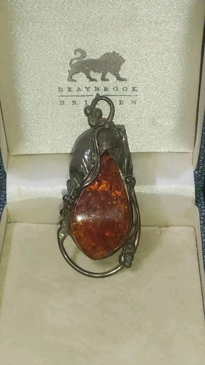 very old Baltic amber & silver pendant cum brooch whatsapp 03071138819