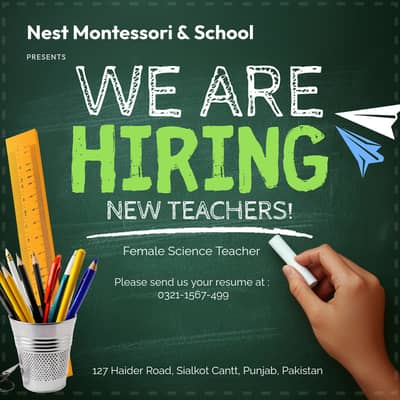 Female Sci Teacher Required for Nest School