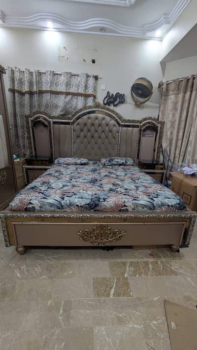 King Size Bed Set with Dresser, Side Tables & Wardrobe – Complete Set