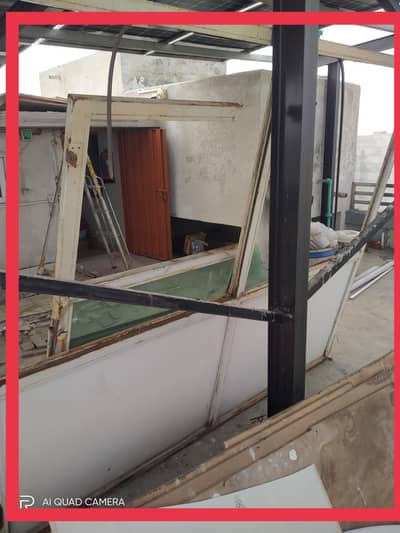 kitchen room disposed with glass fiber and door