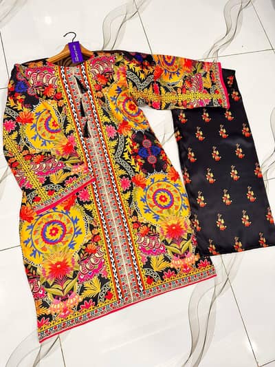 Silk Digital printed airsleeves Shirt with printed wallpaper 2pc