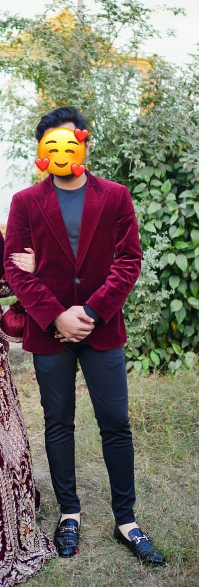 Maroon velvet pant coat