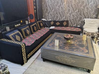 Black velvet Versace sofa for sale