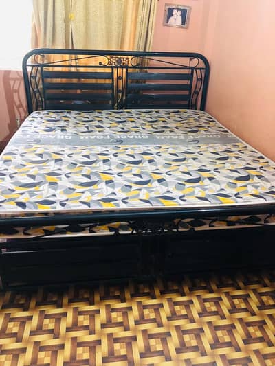 King Size Bed 6×6 With Mattress – Iron Frame