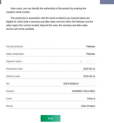 6 x Jinko 585W A-Grade Solar Panels for Sale