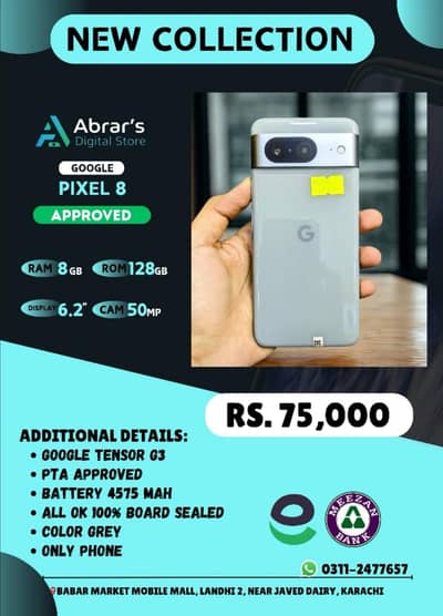 *Google Pixel 8 – 8GB RAM | 128GB Storage | PTA Approved