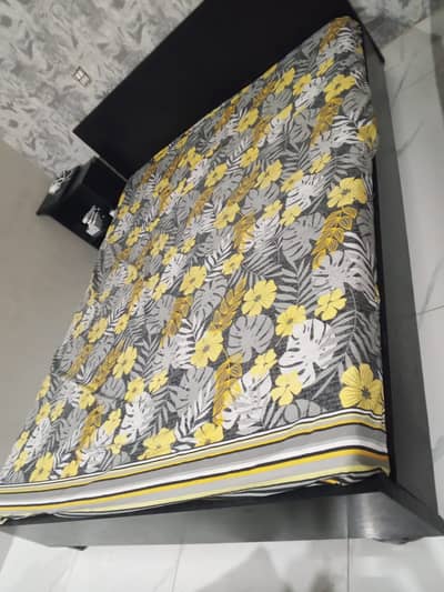 imported queen size bed for sale with 2 side tables