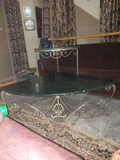 marble aluminium corner side table