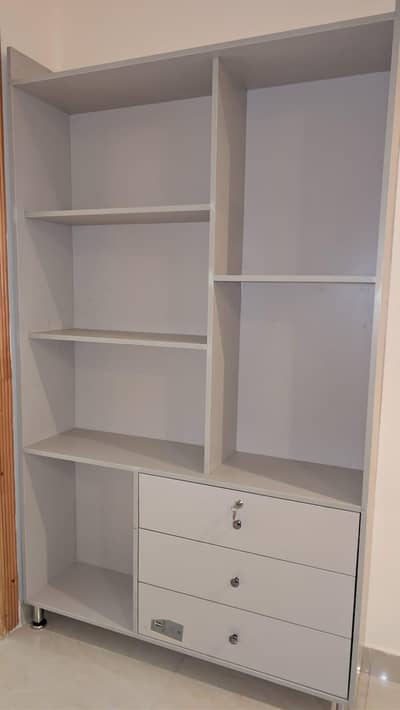 Modern Wooden Bookshelf with Drawers