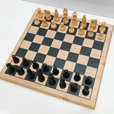 CHAD VALLEY Traditional Wooden Chess and Draughts with Wooden Board