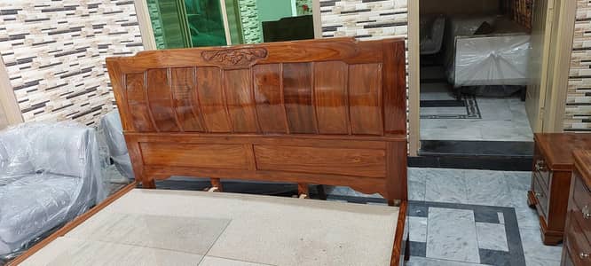 Solid Sheesham wood bed Set king size with side tables dressing