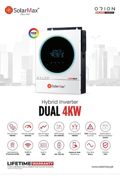 Solar Max ORION 4KW Hybrid Solar Inverter-Lithium Batteries  Dyness