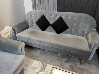 Sofa Set Grey Velvet
