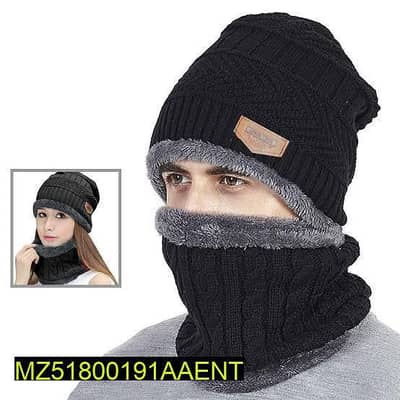 Unisex woolen Cap with Neck warmer