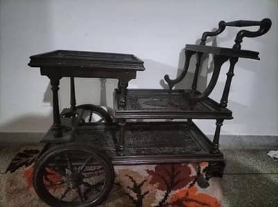 Beautiful Vintage Wooden Serving Trolley - Persian Design Furniture