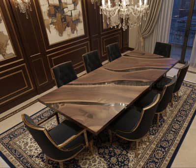 Epoxy dining table tables size 7.5&7.5 foot