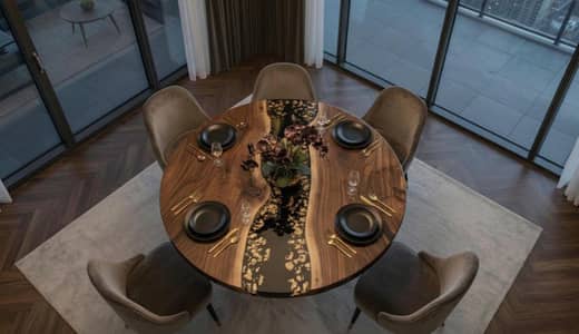 Epoxy resin dining table black Epoxy super Glass