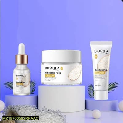 Bioaqua Rice Raw Pulp 3-in-1 Skin Care Set - For Glowing & Glass Skin"