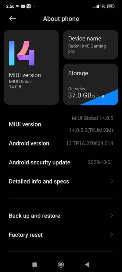 redmi k40 5g 12 GB RAM 256 GB memory ok Snapdragon 1200 120 FPS pta ha