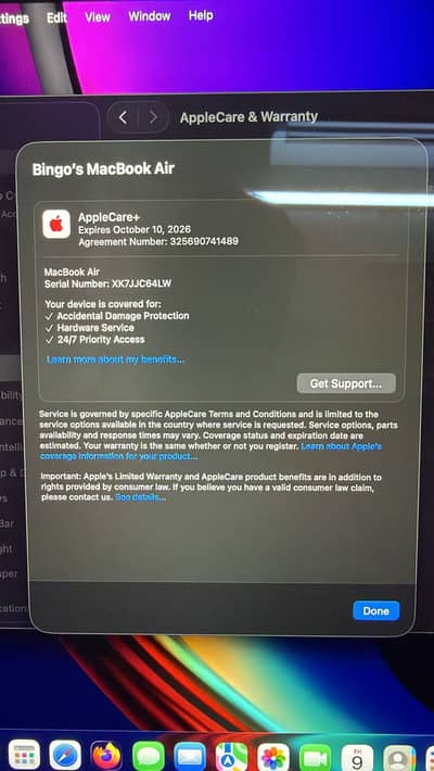 Macbook Air M2 / MLY13 / 13" /Starlight/ With Box Just 68CC / CarePLUS