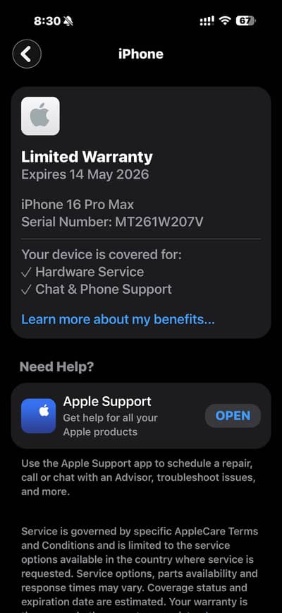 16pro max 256gb in warranty