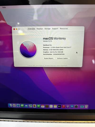 MacBook Pro 2013 Core i7 8GB RAM 256GB SSD macOS Monterey