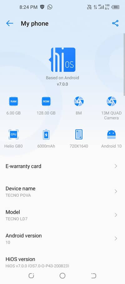 techno pova 6.128 . 6000 battery  co condition 10(9