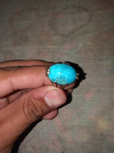 feroza stone with chandi ring