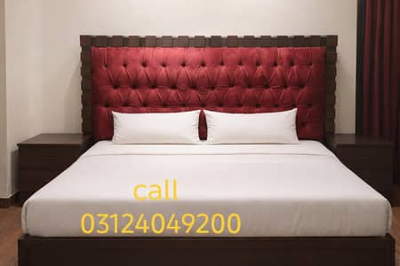 wooden bed with two side tables call 03124049200